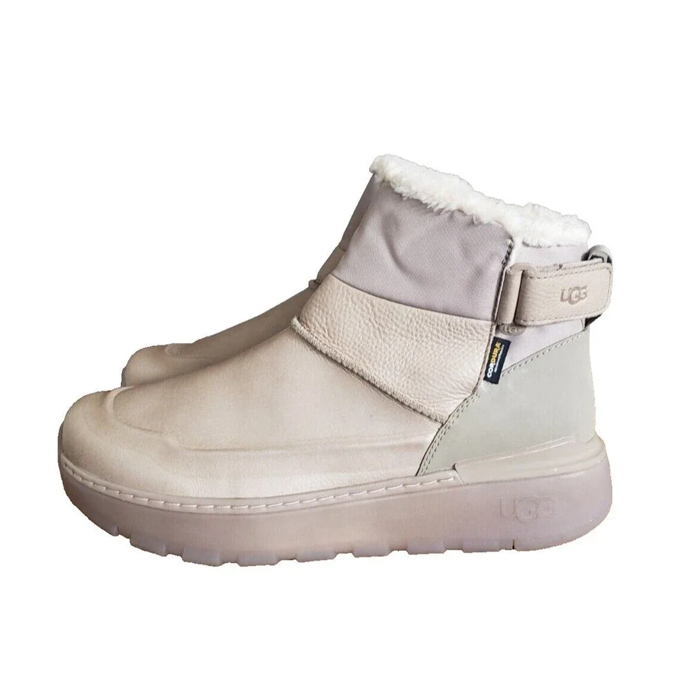 UGG Men’s M City Mini Boots Size 14 Dune Tan Waterproof Leather Winter Shoes